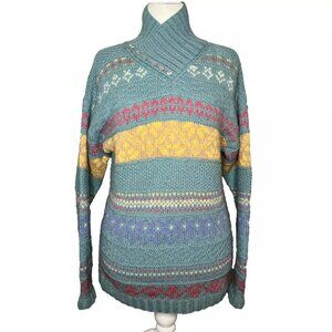 Skyr Vtg Sweater Jumper 40 Knit Pullover Fair Isle Shetland Wool Cottage 80s 90s